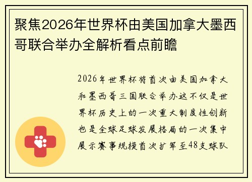 聚焦2026年世界杯由美国加拿大墨西哥联合举办全解析看点前瞻
